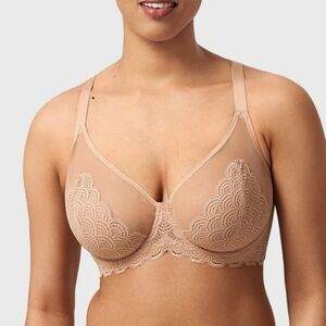 Sz 34DDD Natural Nude HSIA Mermaid Scales Laced Underwire Bra